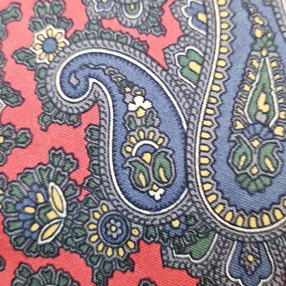 Robert Talbott Jarrod's Necktie Red & Blue Paisley Silk Hand Sewn & Printed 3x57 - Picture 9 of 9